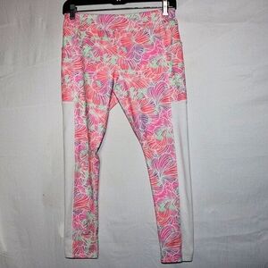 Athletic Works Girls' Plus Size Leggings L (10/12) – Floral Print, Stretch Activ